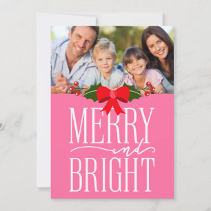Merry and Bright Bright Pink Photo Flat Card