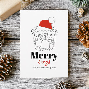 Merry and Bright Bulldog Dog Christmas Holiday Card