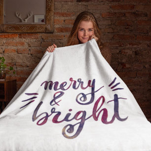 Merry and bright - burgundy fleece blanket