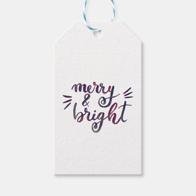 Merry and bright - burgundy gift tags (Front)