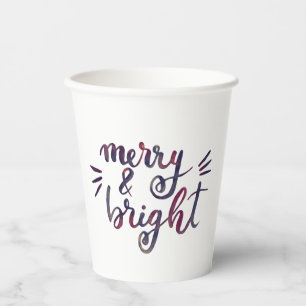 Merry and bright - burgundy paper cups