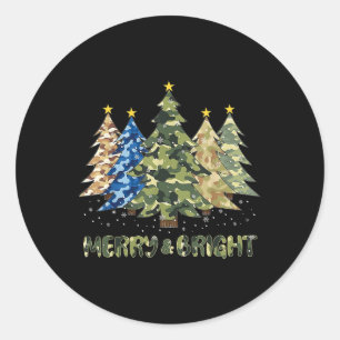 Merry And Bright Camo Christmas Tree Merry Christm Classic Round Sticker