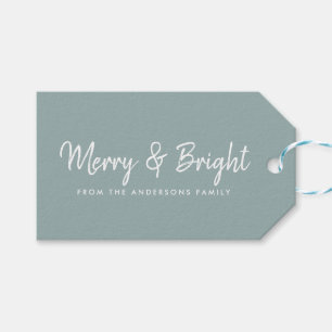 Merry and Bright Casual Script Calligraphy Gift Tags