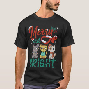 Merry And Bright Cat Christmas T-Shirt