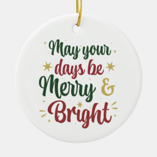 Merry and Bright Ceramic Tree Decoration