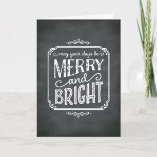 Merry and Bright Chalkboard Holiday Greeting Card