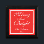 Merry And Bright Chic Script Elegant Red Christmas Gift Box<br><div class="desc">Merry And Bright Chic Script Personalised Family Name Elegant Red Christmas Gift Box. Click Personalise this template to customise it with the Family Name or any name, and the year quickly and easily. Merry And Bright Chic Script Elegant Red Christmas Gift Box, is part of the Merry And Bright Red...</div>