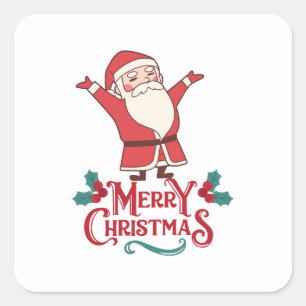 Merry and Bright Christmas 2023 Family Holiday Square Sticker