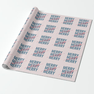 Merry and bright Christmas blush pink chequered Wrapping Paper