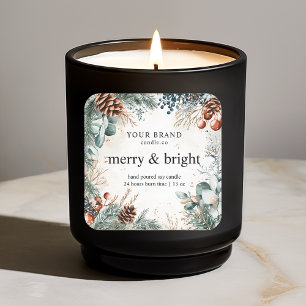 Merry and Bright Christmas Candle Sticker