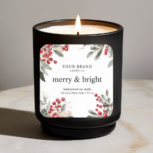 Merry and Bright Christmas Candle Sticker