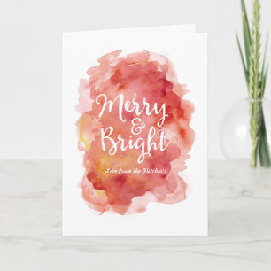 Merry and Bright Christmas Card Watercolor Splash