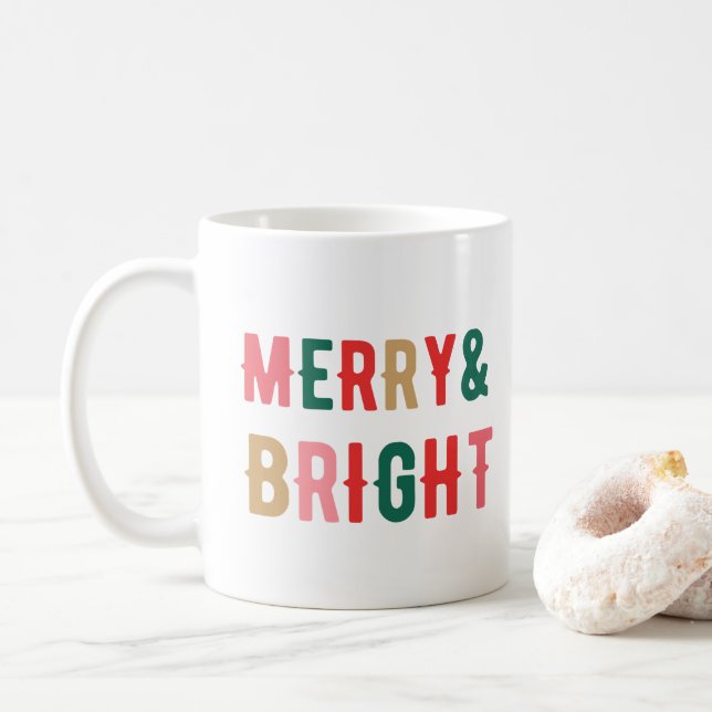 Merry and Bright Christmas  Coffee Mug (With Donut)