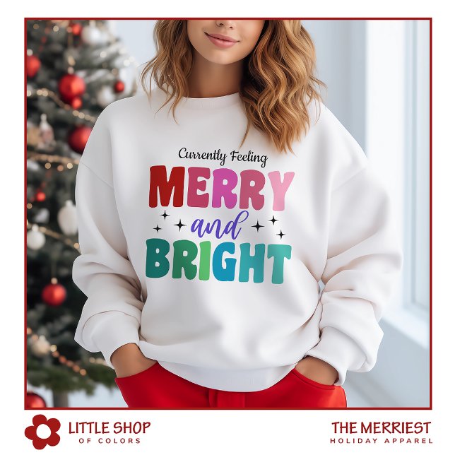 Merry and Bright Christmas Colourful Typography Sweatshirt (Creator Uploaded)