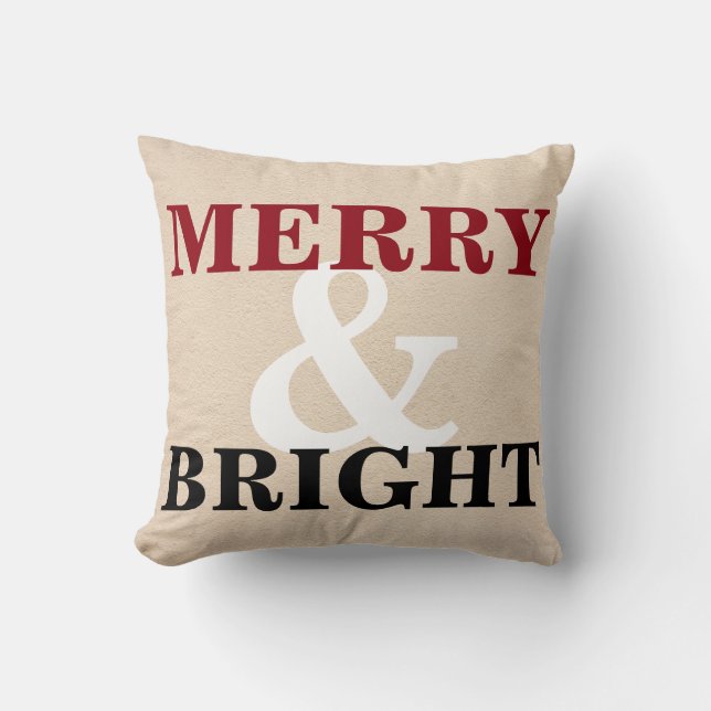 Merry and Bright Christmas Cushion (Front)
