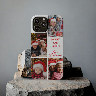 Merry and Bright Christmas Custom Photo Collage iPhone 13 Pro Max Case