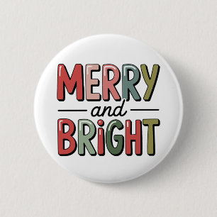 Merry And Bright Christmas Family Xmas Holiday 6 Cm Round Badge