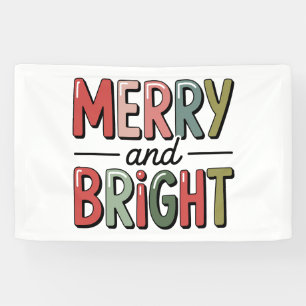 Merry And Bright Christmas Family Xmas Holiday Banner