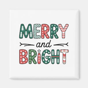 Merry And Bright Christmas Family Xmas Holiday Magnet