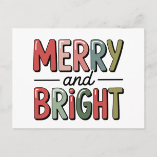 Merry And Bright Christmas Family Xmas Holiday Postcard