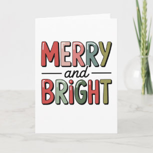 Merry And Bright Christmas Family Xmas Holiday Thank You Card