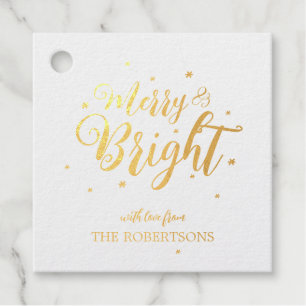 Merry and Bright Christmas Foil Favour Tags