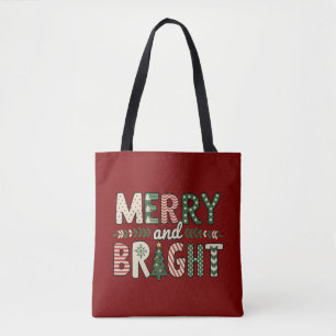 Merry And Bright Christmas Funny Snowflake Holiday Tote Bag