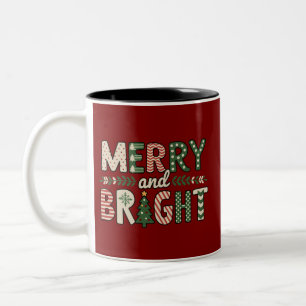 Merry And Bright Christmas Funny Snowflake Holiday Two-Tone Coffee Mug
