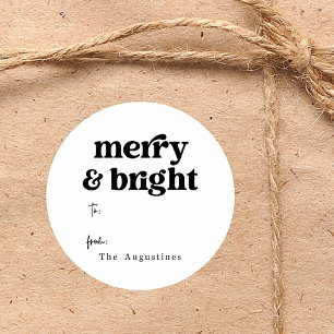 Merry and Bright Christmas Gift / Favour Classic Round Sticker