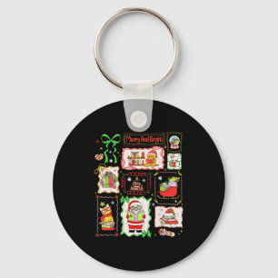 Merry And Bright Christmas Gingerbread Santa Book Key Ring