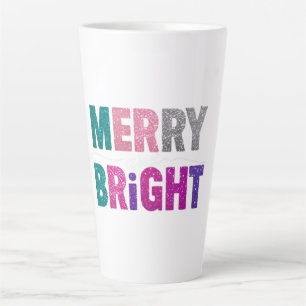 Merry and Bright Christmas Glitter Shirt Latte Mug