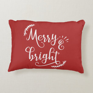 merry and bright Christmas Holiday Decorative Cushion