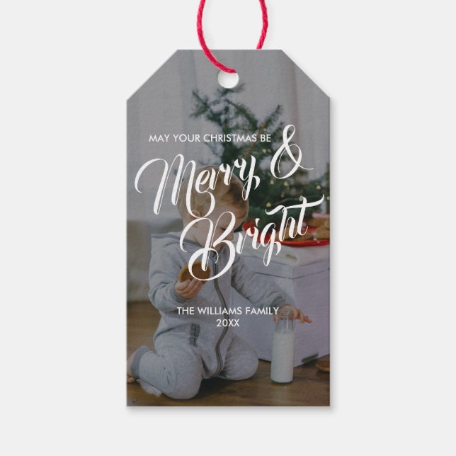 Merry and Bright Christmas Holiday Gift Tag (Front)