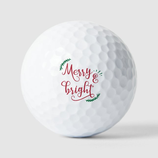 Merry and Bright Christmas Holiday   Golf Balls (Front)