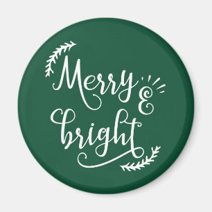 merry and bright Christmas Holiday Magnet