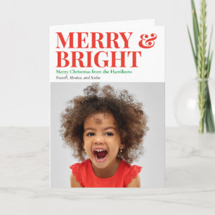 Merry and Bright Christmas Holiday Photo Card
