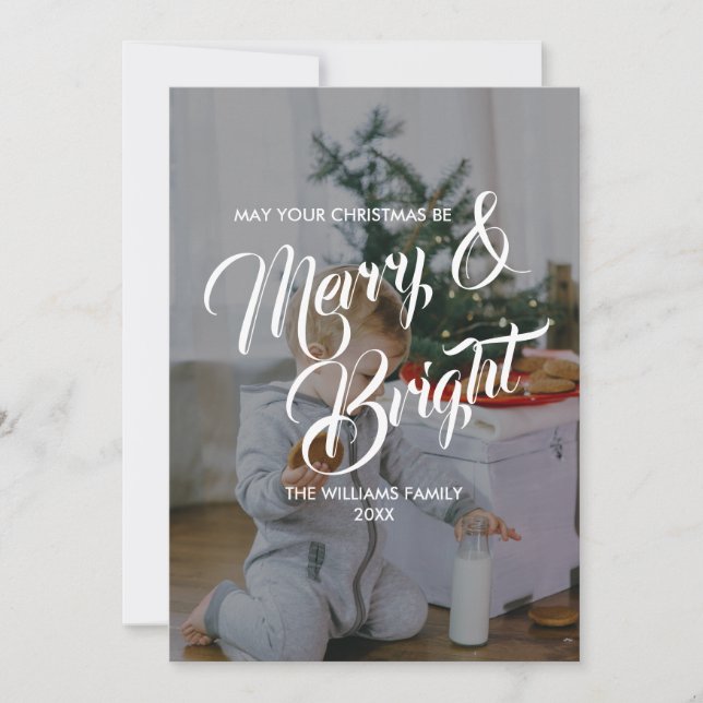 Merry and Bright Christmas Holiday Photo Card (Front)