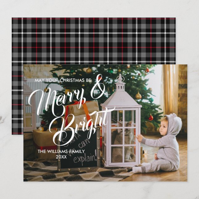 Merry and Bright Christmas Holiday Photo Card (Front/Back)