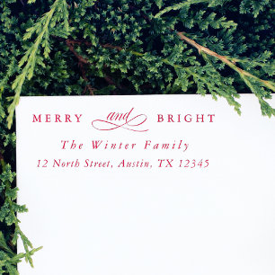 Merry and Bright Christmas Holiday Return Address Self-inking Stamp