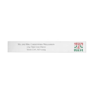 Merry and Bright Christmas Holiday Return Address Wrap Around Label