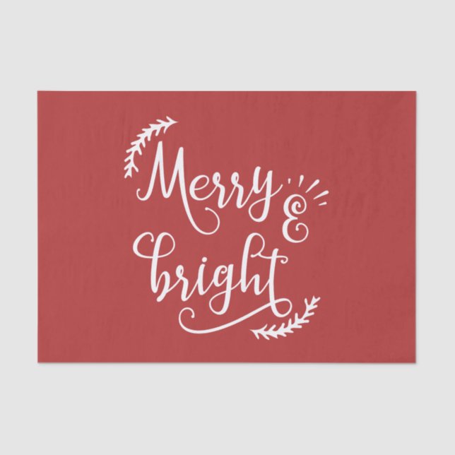 merry and bright Christmas Holiday Tissue Paper (Front)