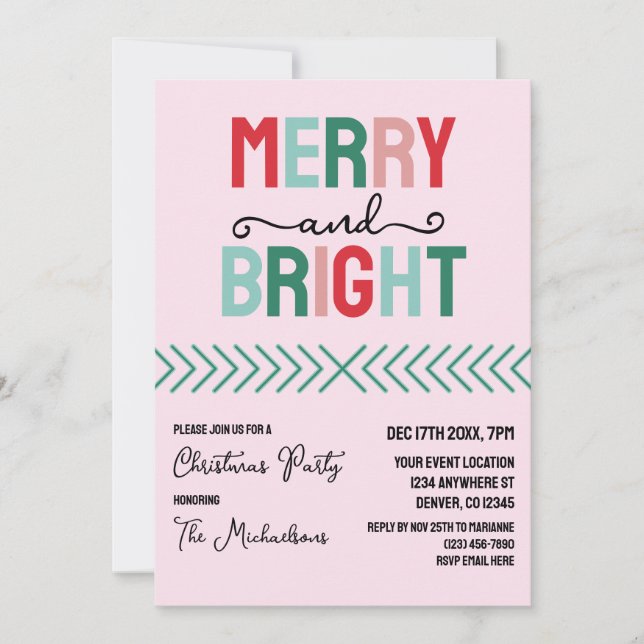 Merry and Bright Christmas Invitation (Front)