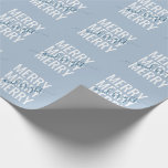 Merry and bright Christmas light blue chequered Wrapping Paper<br><div class="desc">Merry and bright Christmas light blue chequered holiday wrapping paper</div>