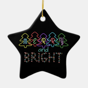 Merry and Bright Christmas Lights Ceramic Tree Decoration