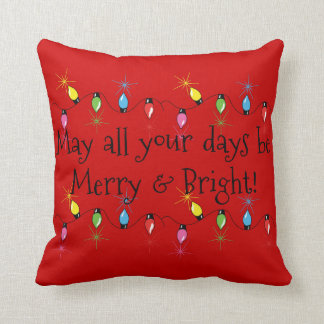 Merry and Bright Christmas Lights Cushion