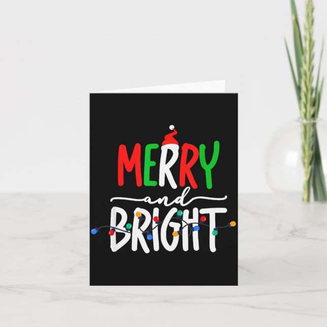 Merry And Bright Christmas Lights Family Pajama Xm Card (Front)