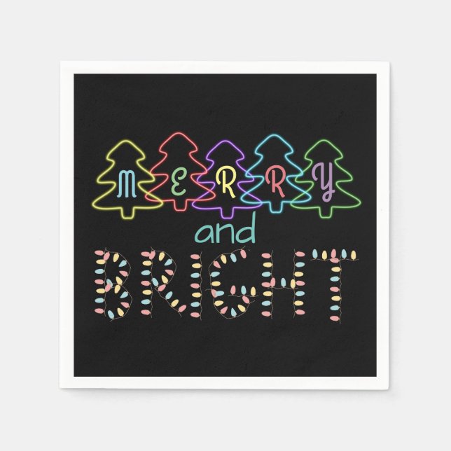Merry and Bright Christmas Lights Napkin (Front)