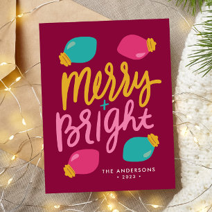 Merry and Bright Christmas Lights Non-Photo Holiday Postcard