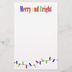 Merry and Bright Christmas Lights Stationery