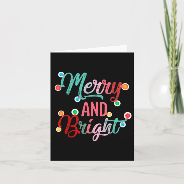 Merry And Bright Christmas Lights Xmas Family  Card (Front)
